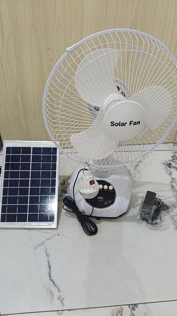 HS Rechargeable Solar Fan With bulb And Solar Panel 12inches