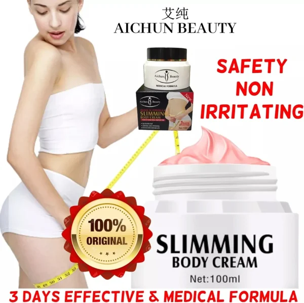 Aichun Beauty Slimming Body Cream Burning Fat Shrinking Firming Reducing Wrinkles Non-Irritating 3 Days Effective 100ml 3.4 oz