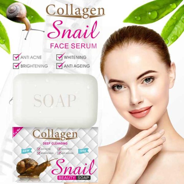 Collagen White Soap Bath Anti Acne Brightening Skin Whitening Snail Soap