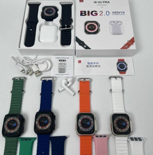 Ultra Smart Watch With Earpod Two Straps
