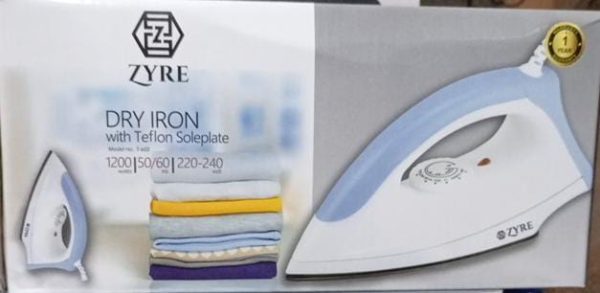 Zyre Dry Iron With Teflon Soleplate