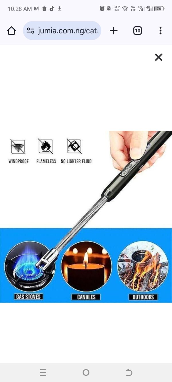 Rechargable Electric Arc Lighter For Gas Stoves, Barbecue, Candles Etc - Image 2