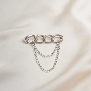 Metal Punk Style Personalized Trendy Long Chain Silver Unisex Brooch Accessory